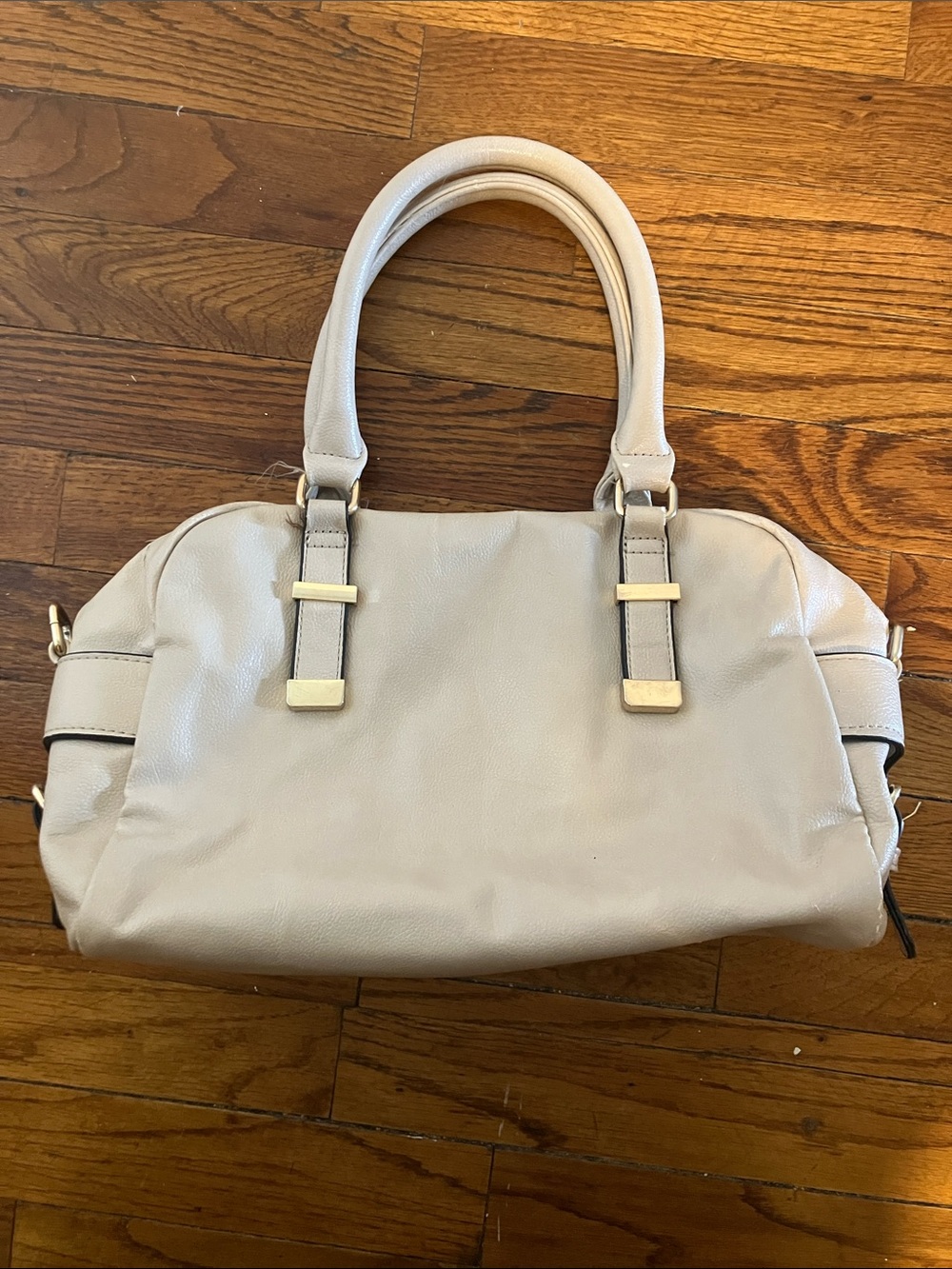 Forever 21 Cream Satchel with Gold Hardware